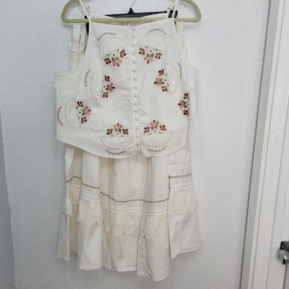 Free People Maeberrie Top & Skirt Set Coord Embroidered NWT Ivory Size XL - Picture 6 of 16
